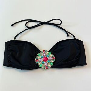Victoria’s Secret Jeweled Bandeau Black Bikini Top — Size XS